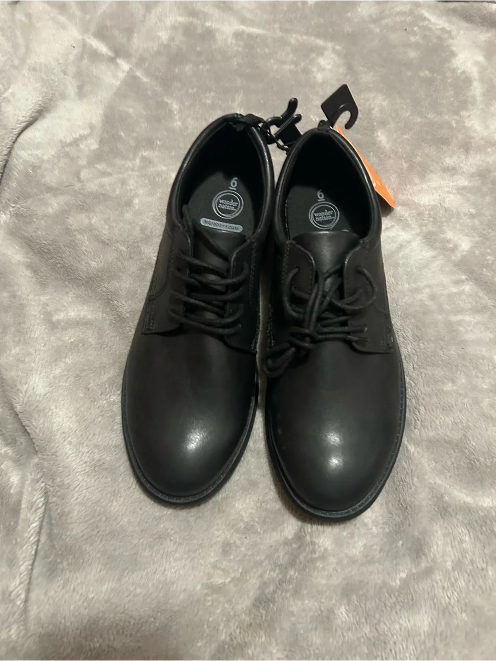 Boys Black Lace-Up Dress Shoes